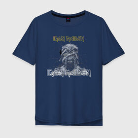 Мужская футболка хлопок Oversize с принтом Iron Maiden в Тюмени, 100% хлопок | свободный крой, круглый ворот, “спинка” длиннее передней части | Тематика изображения на принте: британская | брюс дикинсон | группа | метал | пол ди’анно | стив харрис | хеви