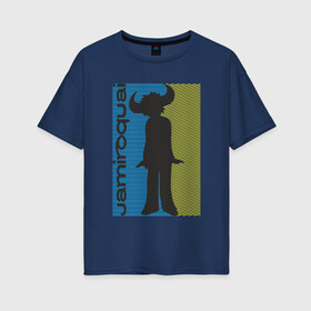 Женская футболка хлопок Oversize с принтом Jamiroquai в Тюмени, 100% хлопок | свободный крой, круглый ворот, спущенный рукав, длина до линии бедер
 | британская | группа | джей кей | диско | современный ритм н блюз | стюарт зендер | тоби смит | фанк | эйсид джаз