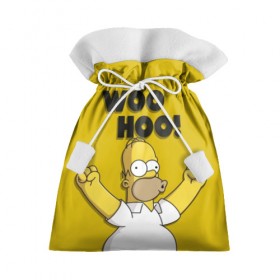 Подарочный 3D мешок с принтом HOMER - WOO HOO! в Тюмени, 100% полиэстер | Размер: 29*39 см | bart | homer | lisa | the simpsons | барт | гомер | лиза | мэгги | симпсоны