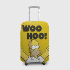 Чехол для чемодана 3D с принтом HOMER - WOO HOO! в Тюмени, 86% полиэфир, 14% спандекс | двустороннее нанесение принта, прорези для ручек и колес | bart | homer | lisa | the simpsons | барт | гомер | лиза | мэгги | симпсоны