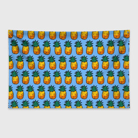 Флаг-баннер с принтом Ананасы (Лето) в Тюмени, 100% полиэстер | размер 67 х 109 см, плотность ткани — 95 г/м2; по краям флага есть четыре люверса для крепления | ананас | лето | море | пальмы