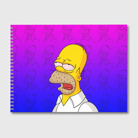 Альбом для рисования с принтом Уставший Гомер в Тюмени, 100% бумага
 | матовая бумага, плотность 200 мг. | Тематика изображения на принте: bart | gomer | simpson | simpsons | барт | гомер | лиза | симпсоны | усталость