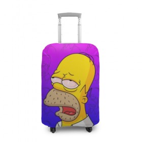 Чехол для чемодана 3D с принтом Уставший Гомер в Тюмени, 86% полиэфир, 14% спандекс | двустороннее нанесение принта, прорези для ручек и колес | bart | gomer | simpson | simpsons | барт | гомер | лиза | симпсоны | усталость