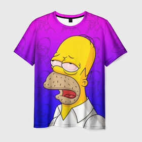 Мужская футболка 3D с принтом Уставший Гомер в Тюмени, 100% полиэфир | прямой крой, круглый вырез горловины, длина до линии бедер | Тематика изображения на принте: bart | gomer | simpson | simpsons | барт | гомер | лиза | симпсоны | усталость