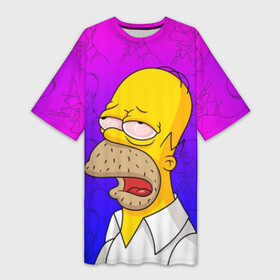 Платье-футболка 3D с принтом Уставший Гомер в Тюмени,  |  | bart | gomer | simpson | simpsons | барт | гомер | лиза | симпсоны | усталость
