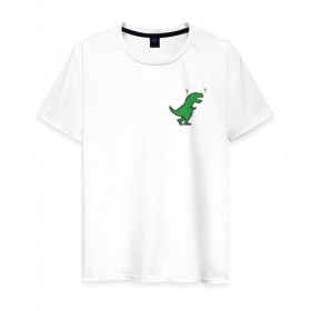 Мужская футболка хлопок с принтом Wtf dinosaur в Тюмени, 100% хлопок | прямой крой, круглый вырез горловины, длина до линии бедер, слегка спущенное плечо. | 