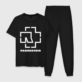 Мужская пижама хлопок с принтом RAMMSTEIN в Тюмени, 100% хлопок | брюки и футболка прямого кроя, без карманов, на брюках мягкая резинка на поясе и по низу штанин
 | music | rammstein | rock | группа | музыка | музыканты | рамштайн | рок