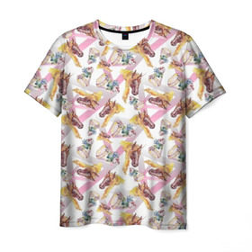 Мужская футболка 3D с принтом Единороги и алмазы в Тюмени, 100% полиэфир | прямой крой, круглый вырез горловины, длина до линии бедер | fresh | абстракция | алмаз | бриллиант | единорог | конь | летняя | лето | лошадки | лошадь | мода | узоры | цветы