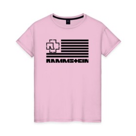 Женская футболка хлопок с принтом RAMMSTEIN в Тюмени, 100% хлопок | прямой крой, круглый вырез горловины, длина до линии бедер, слегка спущенное плечо | metallica | music | rammstein | rock | металл | металлика | музыка | раммштайн | рок | рок группа