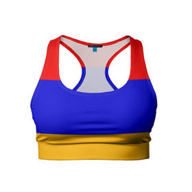 Женский спортивный топ 3D с принтом Армения. Флаг. в Тюмени, 82% полиэстер, 18% спандекс Ткань безопасна для здоровья, позволяет коже дышать, не мнется и не растягивается |  | армения | армянский | государство | знамя | кавказ | республика | символ | снг | ссср | страна | флаг