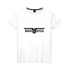 Женская футболка хлопок с принтом Rammstein в Тюмени, 100% хлопок | прямой крой, круглый вырез горловины, длина до линии бедер, слегка спущенное плечо | germany | rammstein | индостриал металл | немецкая группа | немцы | пиротехника | раммштайн | рок | рок группа | три икса | ххх