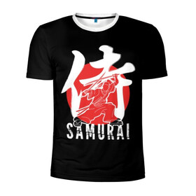 Мужская футболка 3D спортивная с принтом Samurai в Тюмени, 100% полиэстер с улучшенными характеристиками | приталенный силуэт, круглая горловина, широкие плечи, сужается к линии бедра | black | dangerous | hieroglyph | japan | kimono | man | red | samurai | slogan | sun | sword | text | warrior | white | белый | воин | иероглиф | кимоно | красный | меч | мужчина | опасный | самурай | слоган | солнце | текст | черный | япония
