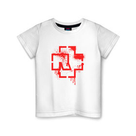 Детская футболка хлопок с принтом RAMMSTEIN в Тюмени, 100% хлопок | круглый вырез горловины, полуприлегающий силуэт, длина до линии бедер | metallica | music | rammstein | rock | металл | металлика | музыка | раммштайн | рок | рок группа