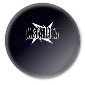 Значок с принтом Metallica в Тюмени,  металл | круглая форма, металлическая застежка в виде булавки | Тематика изображения на принте: metallica | группа | метал | металлика | музыка | песни | рок