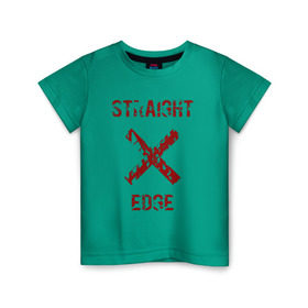 Детская футболка хлопок с принтом Straight edge в Тюмени, 100% хлопок | круглый вырез горловины, полуприлегающий силуэт, длина до линии бедер | straight edge | sxe | острая грань | схе