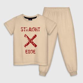 Детская пижама хлопок с принтом Straight edge в Тюмени, 100% хлопок |  брюки и футболка прямого кроя, без карманов, на брюках мягкая резинка на поясе и по низу штанин
 | Тематика изображения на принте: straight edge | sxe | острая грань | схе