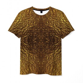 Мужская футболка 3D с принтом Gold metal texture в Тюмени, 100% полиэфир | прямой крой, круглый вырез горловины, длина до линии бедер | gold | metal | pattern. | precious | texture | драгоценный | золото | металл | текстура | узор