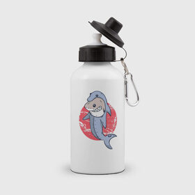 Бутылка спортивная с принтом Акула в костюме Дельфина в Тюмени, металл | емкость — 500 мл, в комплекте две пластиковые крышки и карабин для крепления | Тематика изображения на принте: 