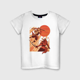 Детская футболка хлопок с принтом Битва Единорогов в Тюмени, 100% хлопок | круглый вырез горловины, полуприлегающий силуэт, длина до линии бедер | unicorn | единорог | ниндзя | самураи | самурай | япония