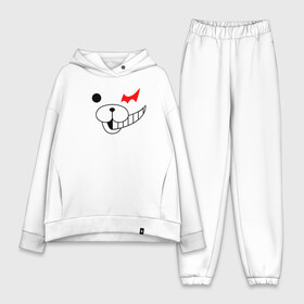 Женский костюм хлопок Oversize с принтом Monokuma части лица в Тюмени,  |  | anime | bear | black  white | danganronpa | kurokuma | monodam | monokuma | monomi | monotaro | pink | rabbit | school | shirokuma | аниме | главарь | мoноми | монокума | черно белый | школа