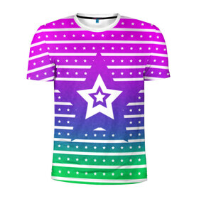 Мужская футболка 3D спортивная с принтом Звезда в Тюмени, 100% полиэстер с улучшенными характеристиками | приталенный силуэт, круглая горловина, широкие плечи, сужается к линии бедра | Тематика изображения на принте: star | stars | звезда | звёздочки | звёзды | красочная | линии | полосы | редактируемая | стар | старс | цветная | яркая