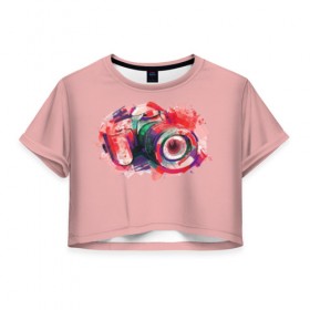 Женская футболка Cropp-top с принтом Я Фотограф в Тюмени, 100% полиэстер | круглая горловина, длина футболки до линии талии, рукава с отворотами | для | линза | объектив | съемка | тушка | фотик | фотоапарат | фотограф
