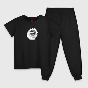 Детская пижама хлопок с принтом Svikamylla ehf. (Hatari) в Тюмени, 100% хлопок |  брюки и футболка прямого кроя, без карманов, на брюках мягкая резинка на поясе и по низу штанин
 | Тематика изображения на принте: 2019 | ebm | eurovision | hatari | hatrid | iceland | imdustrial | mun | music | sigra | svikamylla | techno | евровидение | евровиденье | индастриал | исландия | музыка | техно
