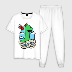 Мужская пижама хлопок с принтом Dinosaur в Тюмени, 100% хлопок | брюки и футболка прямого кроя, без карманов, на брюках мягкая резинка на поясе и по низу штанин
 | дино | динозавр | метиорит
