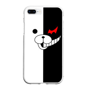 Чехол для iPhone 7Plus/8 Plus матовый с принтом MONOKUMA (КАПЮШОН) в Тюмени, Силикон | Область печати: задняя сторона чехла, без боковых панелей | anime | bear | black  white | danganronpa | kurokuma | monodam | monokuma | monomi | monotaro | pink | rabbit | school | shirokuma | аниме | главарь | мoноми | монокума | черно белый | школа