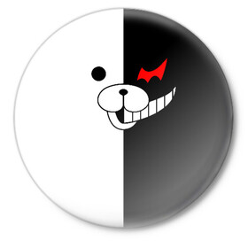 Значок с принтом MONOKUMA (КАПЮШОН) | МОНОКУМА в Тюмени,  металл | круглая форма, металлическая застежка в виде булавки | anime | bear | black  white | danganronpa | kurokuma | monodam | monokuma | monomi | monotaro | pink | rabbit | school | shirokuma | аниме | главарь | мoноми | монокума | черно белый | школа