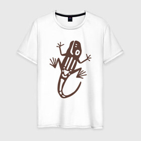 Мужская футболка хлопок с принтом Geko в Тюмени, 100% хлопок | прямой крой, круглый вырез горловины, длина до линии бедер, слегка спущенное плечо. | Тематика изображения на принте: гекон | динозавры | дракон | животные | лягушки | ящер | ящерица