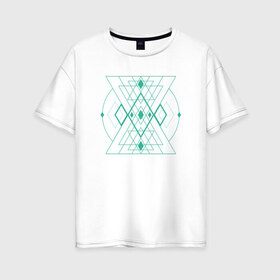 Женская футболка хлопок Oversize с принтом Мужество сакрала в Тюмени, 100% хлопок | свободный крой, круглый ворот, спущенный рукав, длина до линии бедер
 | fractal | sacral | сакрал | сакральная геометрия | тетрайдер | треугольник | узоры | фракталы