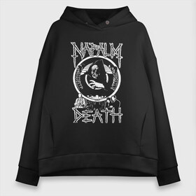 Женское худи Oversize хлопок с принтом Napalm Death в Тюмени, френч-терри — 70% хлопок, 30% полиэстер. Мягкий теплый начес внутри —100% хлопок | боковые карманы, эластичные манжеты и нижняя кромка, капюшон на магнитной кнопке | британская | грайндкор | грайндкор группа | дэт метал | краст панк | марк гринуэй | митч харрис | шэйн эмбери