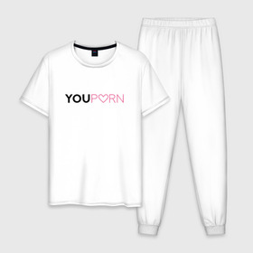 Мужская пижама хлопок с принтом YouPorn в Тюмени, 100% хлопок | брюки и футболка прямого кроя, без карманов, на брюках мягкая резинка на поясе и по низу штанин
 | Тематика изображения на принте: brazzers | you | браззерс | сайт
