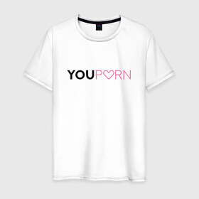 Мужская футболка хлопок с принтом YouPorn в Тюмени, 100% хлопок | прямой крой, круглый вырез горловины, длина до линии бедер, слегка спущенное плечо. | Тематика изображения на принте: brazzers | you | браззерс | сайт