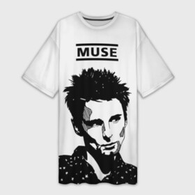 Платье-футболка 3D с принтом Muse в Тюмени,  |  | alternative | british | men | muse | music | progressive | rock | rock band | space rock | symphonic | three | trio | uk | альтернативный | британская | великобритания | до | крис уолстенхолм | мужчины | муза | музыка | мэттью беллами