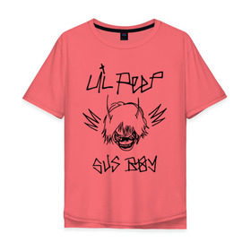 Мужская футболка хлопок Oversize с принтом Lil Peep в Тюмени, 100% хлопок | свободный крой, круглый ворот, “спинка” длиннее передней части | crybaby | gustav elijah ahr | hellboy | lil peep | lilpeep | peep | rap | густав элайджа ар | лил пип | рэп | хип хоп | эмо рэп