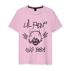 Мужская футболка хлопок с принтом Lil Peep в Тюмени, 100% хлопок | прямой крой, круглый вырез горловины, длина до линии бедер, слегка спущенное плечо. | crybaby | gustav elijah ahr | hellboy | lil peep | lilpeep | peep | rap | густав элайджа ар | лил пип | рэп | хип хоп | эмо рэп