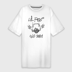 Платье-футболка хлопок с принтом Lil Peep в Тюмени,  |  | crybaby | gustav elijah ahr | hellboy | lil peep | lilpeep | peep | rap | густав элайджа ар | лил пип | рэп | хип хоп | эмо рэп
