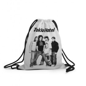 Рюкзак-мешок 3D с принтом Tokio Hotel в Тюмени, 100% полиэстер | плотность ткани — 200 г/м2, размер — 35 х 45 см; лямки — толстые шнурки, застежка на шнуровке, без карманов и подкладки | alternative rock | band | bill kaulitz | boys | german | hotel | music | pop rock | powerpop | synthpop | tokyo | tom ka | альтернативный рок | билл каулитц | георг листинг | группа | густав шефер | мальчики | музыка | немецкая | отель | пауэр поп