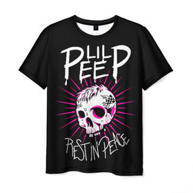 Мужская футболка 3D с принтом Lil Peep в Тюмени, 100% полиэфир | прямой крой, круглый вырез горловины, длина до линии бедер | crybaby | gustav elijah ahr | hellboy | lil peep | lilpeep | peep | rap | густав элайджа ар | лил пип | рэп | хип хоп | эмо рэп