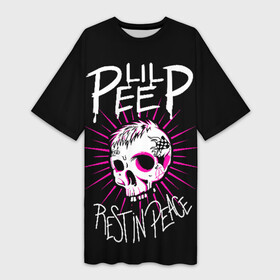 Платье-футболка 3D с принтом Lil Peep в Тюмени,  |  | crybaby | gustav elijah ahr | hellboy | lil peep | lilpeep | peep | rap | густав элайджа ар | лил пип | рэп | хип хоп | эмо рэп
