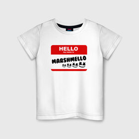 Детская футболка хлопок с принтом MARSHMELLO в Тюмени, 100% хлопок | круглый вырез горловины, полуприлегающий силуэт, длина до линии бедер | dj | marshmello | music | smile | зефир | маршмелоу | музыка