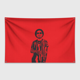 Флаг-баннер с принтом Скриптонит в Тюмени, 100% полиэстер | размер 67 х 109 см, плотность ткани — 95 г/м2; по краям флага есть четыре люверса для крепления | макет с портретом скриптонита в векторной гра