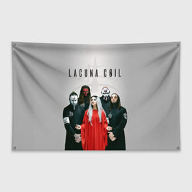 Флаг-баннер с принтом Lacuna Coil в Тюмени, 100% полиэстер | размер 67 х 109 см, плотность ткани — 95 г/м2; по краям флага есть четыре люверса для крепления | alternative | cristina scabbia | epic metal | goth | gothic | lacuna | lacuna coil | melodic metal | metal | nu metal | rock | готик рок | готика | готический рок | метал