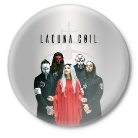 Значок с принтом Lacuna Coil в Тюмени,  металл | круглая форма, металлическая застежка в виде булавки | alternative | cristina scabbia | epic metal | goth | gothic | lacuna | lacuna coil | melodic metal | metal | nu metal | rock | готик рок | готика | готический рок | метал