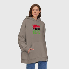 Худи SuperOversize хлопок с принтом Wish you were here в Тюмени, 70% хлопок, 30% полиэстер, мягкий начес внутри | карман-кенгуру, эластичная резинка на манжетах и по нижней кромке, двухслойный капюшон
 | pink floyd | pinkfloyd | арт | артрок | группа | дэвид гилмор | пинк флойд | пинкфлойд | прогрессивный | психоделический | рок | сид барретт | симфонический | спэйс | эйсид | экспериментальный