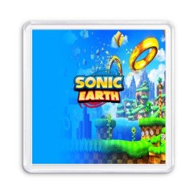 Магнит 55*55 с принтом SONIC EARTH в Тюмени, Пластик | Размер: 65*65 мм; Размер печати: 55*55 мм | hedgehog | metal sonic | silver | silver the hedgehog | sonic | sonic boom | sonic the hedgehog | ёж сонник | игры | соник | фильмы