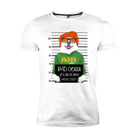 Мужская футболка премиум с принтом Плохой Корги в Тюмени, 92% хлопок, 8% лайкра | приталенный силуэт, круглый вырез ворота, длина до линии бедра, короткий рукав | corgi | банда | бандит | гангстер | заключенный | корги | собака | собаки