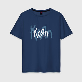 Женская футболка хлопок Oversize с принтом Korn в Тюмени, 100% хлопок | свободный крой, круглый ворот, спущенный рукав, длина до линии бедер
 | korn | koяn | джонатан дэвис | корн | ню метал | нюметал | рок